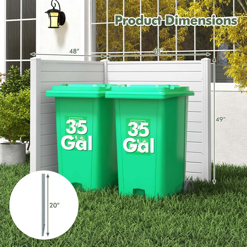 2/4 Panel Air Conditioner Fence, 48"W x 49"H Outdoor Privacy Screen HDPE Decorative Trash Can Enclosure with Ground Stakes for Garden