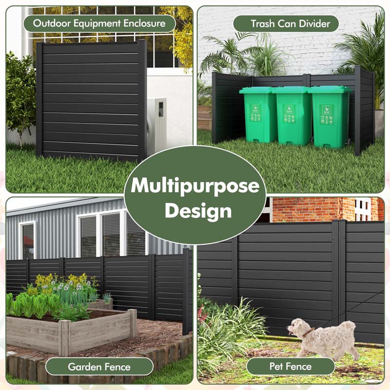 2/4 Panel Air Conditioner Fence, 48"W x 49"H Outdoor Privacy Screen HDPE Decorative Trash Can Enclosure with Ground Stakes for Garden