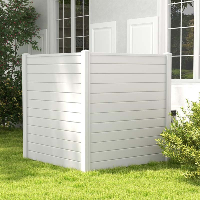 2/4 Panel Air Conditioner Fence, 48"W x 49"H Outdoor Privacy Screen HDPE Decorative Trash Can Enclosure with Ground Stakes for Garden