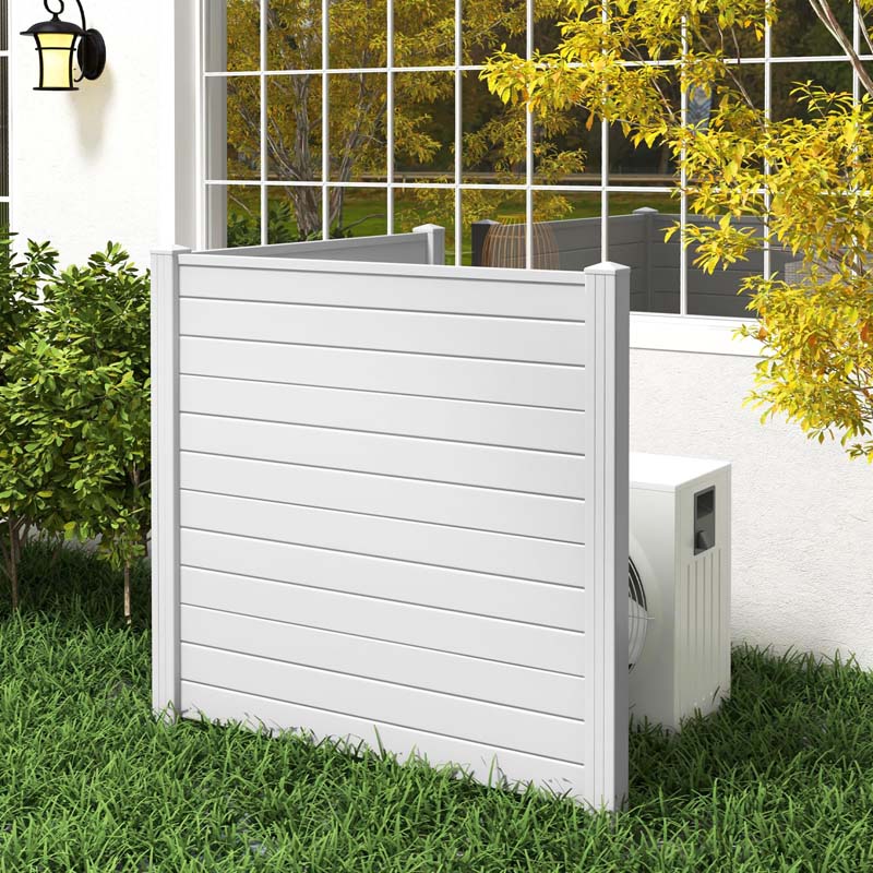 2/4 Panel Air Conditioner Fence, 48"W x 49"H Outdoor Privacy Screen HDPE Decorative Trash Can Enclosure with Ground Stakes for Garden