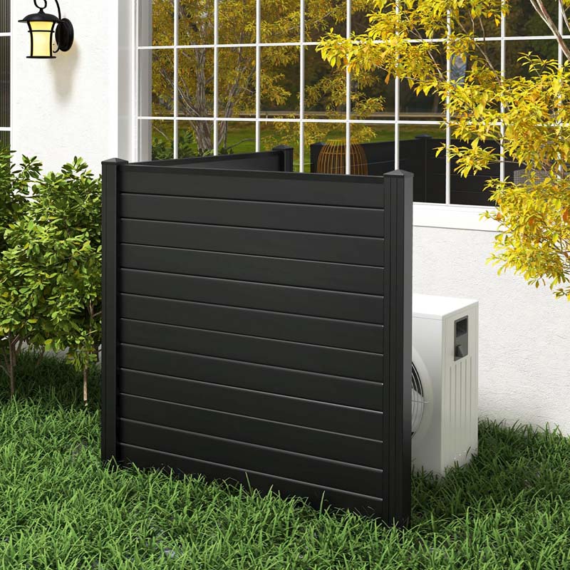 2/4 Panel Air Conditioner Fence, 48"W x 49"H Outdoor Privacy Screen HDPE Decorative Trash Can Enclosure with Ground Stakes for Garden