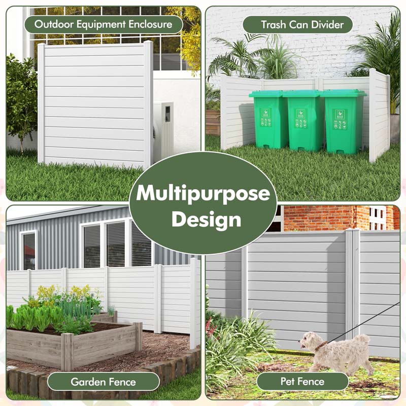 2/4 Panel Air Conditioner Fence, 48"W x 49"H Outdoor Privacy Screen HDPE Decorative Trash Can Enclosure with Ground Stakes for Garden