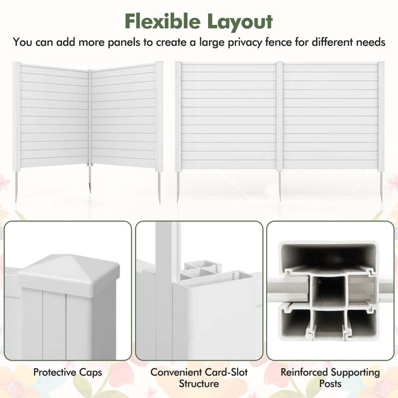 2/4 Panel Air Conditioner Fence, 48"W x 49"H Outdoor Privacy Screen HDPE Decorative Trash Can Enclosure with Ground Stakes for Garden