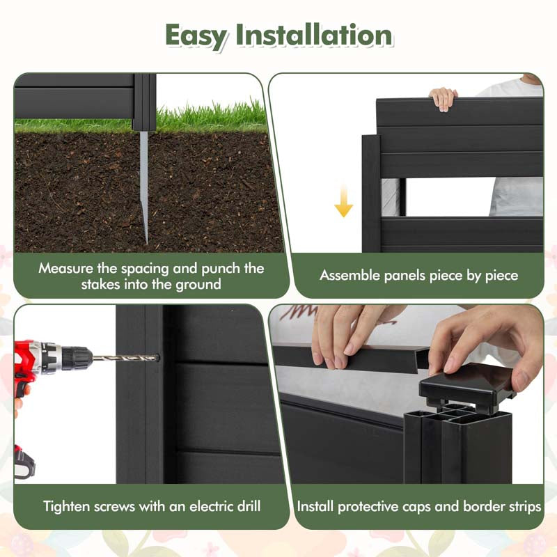 2/4 Panel Air Conditioner Fence, 48"W x 49"H Outdoor Privacy Screen HDPE Decorative Trash Can Enclosure with Ground Stakes for Garden