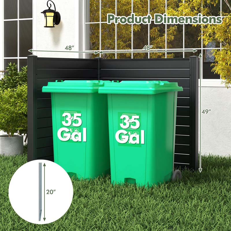 2/4 Panel Air Conditioner Fence, 48"W x 49"H Outdoor Privacy Screen HDPE Decorative Trash Can Enclosure with Ground Stakes for Garden