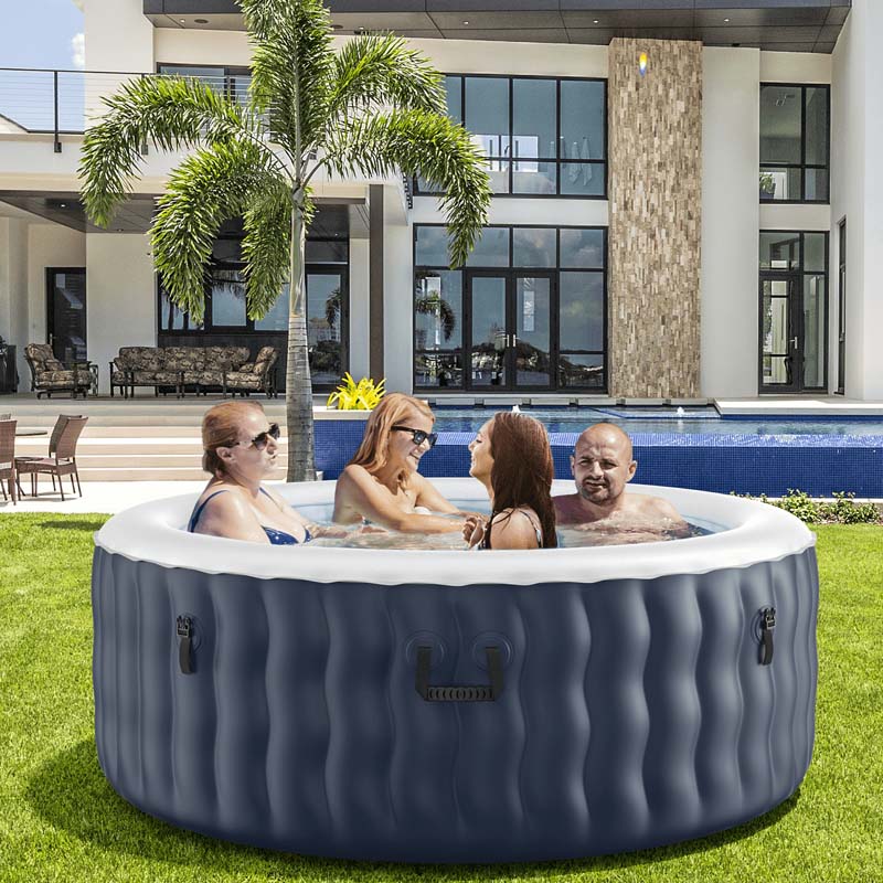 4-Person SaluSpa Inflatable Hot Tub Spa with 108 Massage Bubble Jets, Air Pump, Filter Cartridge & Cover, Portable Outdoor Blow Up Spa