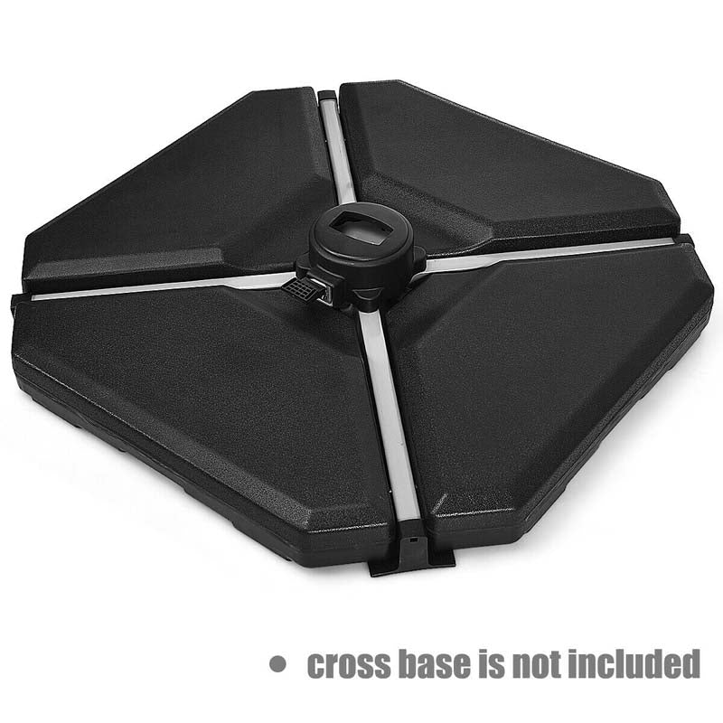 4Pcs 195lbs Patio Cantilever Offset Umbrella Base Weight Stand, Water Sand Filled Weight Outdoor Market Umbrella Base Plate w/Easy-Filling Spouts