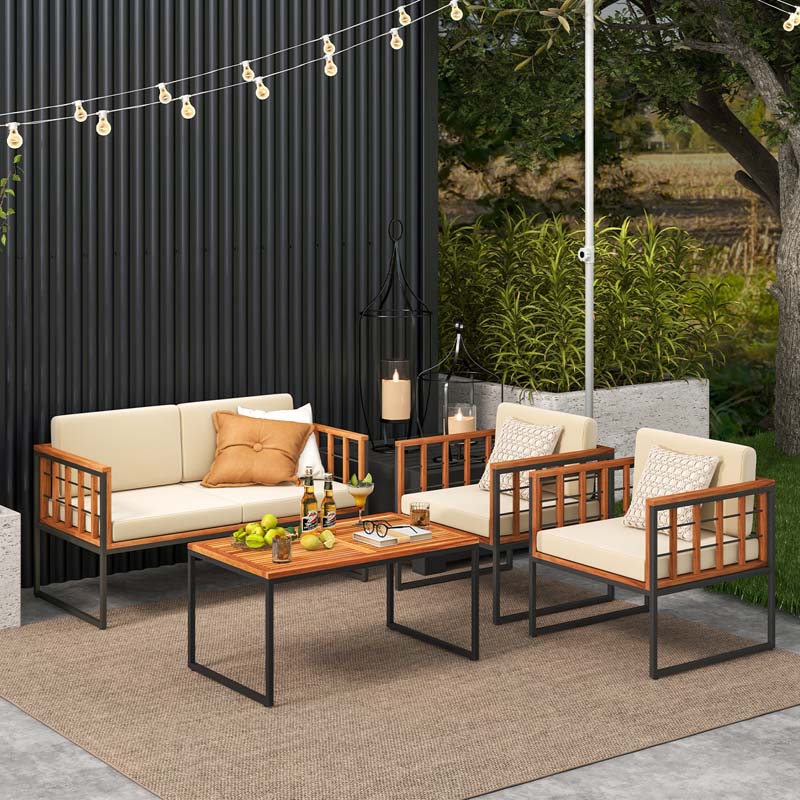 Pcs Acacia Wood Outdoor Sofa Set with Metal Frame Sale, Price