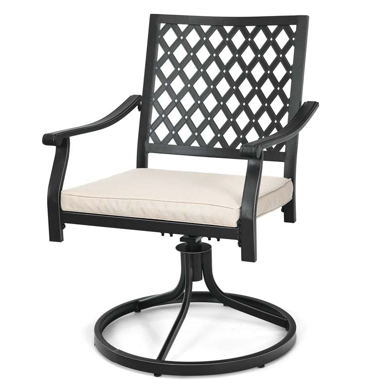 5Pcs Rustproof Steel Outdoor Patio Dining Set with 4 Swivel Rocking Chairs, Soft Cushions
