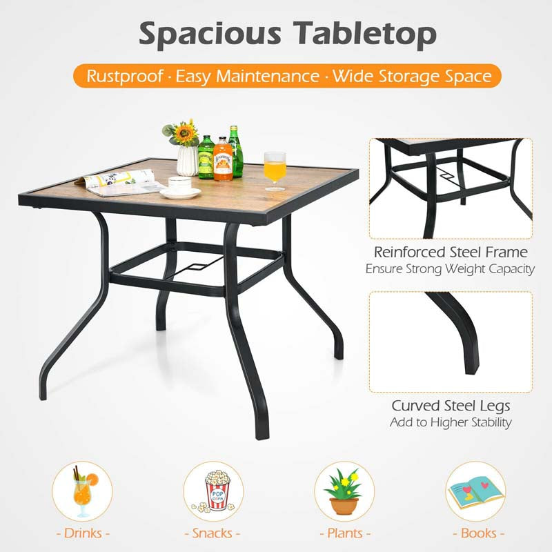 5Pcs Rustproof Steel Outdoor Patio Dining Set with 4 Swivel Rocking Chairs, Soft Cushions