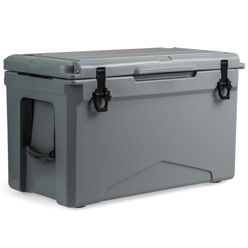 50 QT Rotomolded Camping Cooler, Insulated Large Ice Chest with Portable Handles, Integrated Cup Holders, Leak-Proof Tight Latches