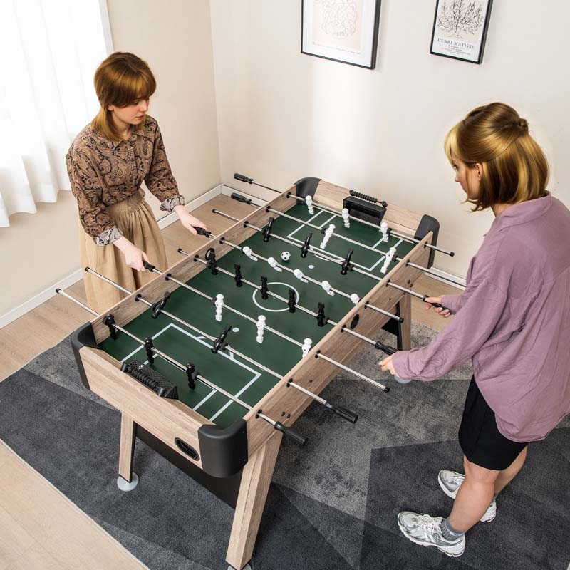 54" Wood Foosball Table, Full Size Arcade Soccer Game Table with 2 Balls & 26 Players for Adults, Family Party, Game Room, Office