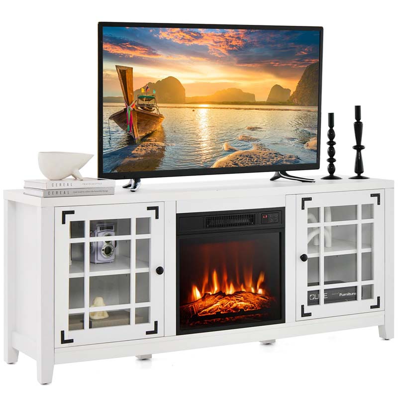 58" Fireplace TV Stand with 18" 5000 BTU Electric Fireplace Insert, TV Console Entertainment Center for TVs up to 65 Inches