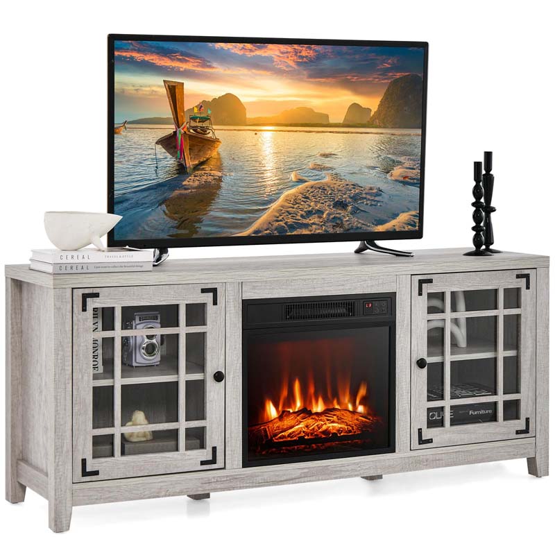 58" Fireplace TV Stand with 18" 5000 BTU Electric Fireplace Insert, TV Console Entertainment Center for TVs up to 65 Inches