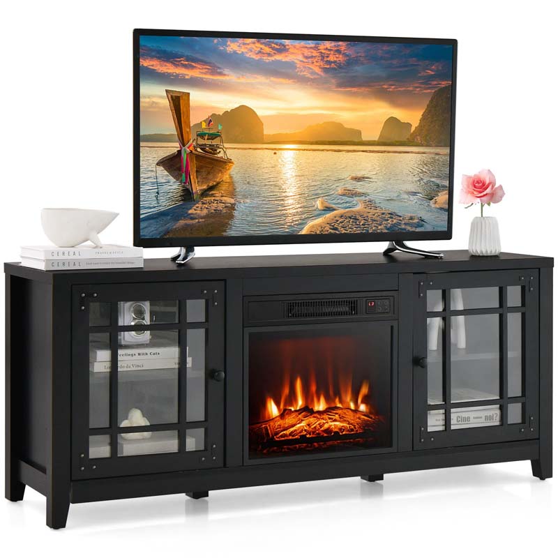 58" Fireplace TV Stand with 18" 5000 BTU Electric Fireplace Insert, TV Console Entertainment Center for TVs up to 65 Inches