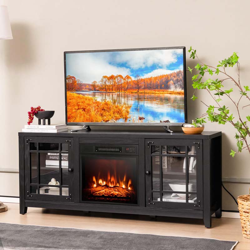 58" Fireplace TV Stand with 18" 5000 BTU Electric Fireplace Insert, TV Console Entertainment Center for TVs up to 65 Inches