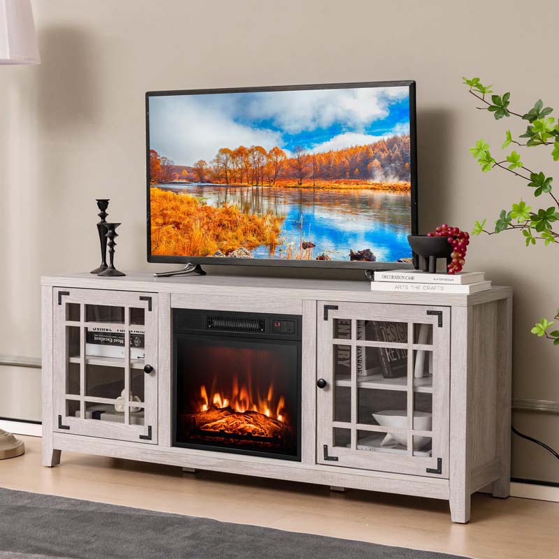 58" Fireplace TV Stand with 18" 5000 BTU Electric Fireplace Insert, TV Console Entertainment Center for TVs up to 65 Inches