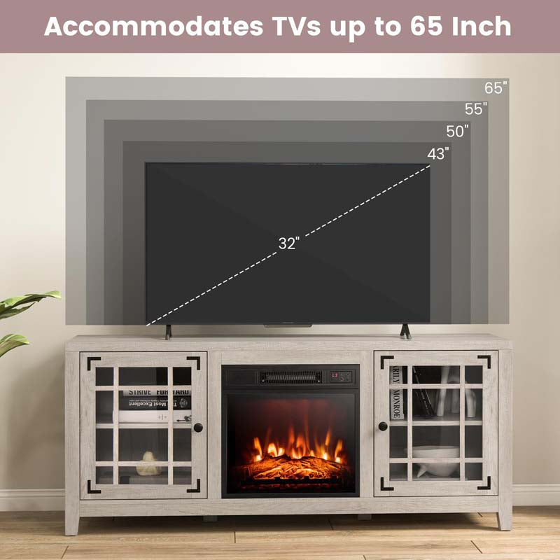 58" Fireplace TV Stand with 18" 5000 BTU Electric Fireplace Insert, TV Console Entertainment Center for TVs up to 65 Inches