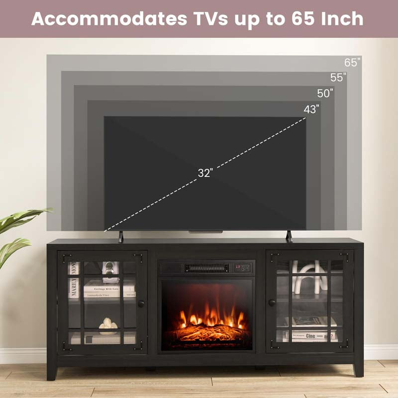 58" Fireplace TV Stand with 18" 5000 BTU Electric Fireplace Insert, TV Console Entertainment Center for TVs up to 65 Inches