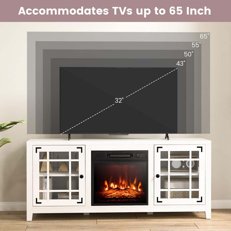 58" Fireplace TV Stand with 18" 5000 BTU Electric Fireplace Insert, TV Console Entertainment Center for TVs up to 65 Inches