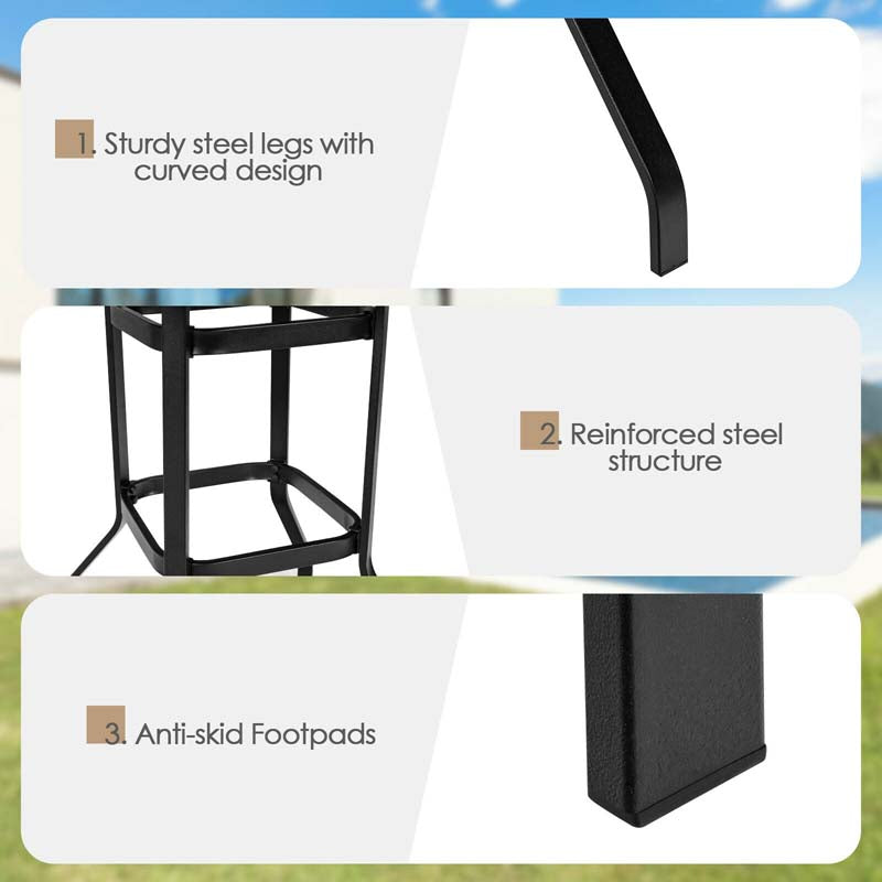 5 Pieces Heavy-Duty Steel Frame Outdoor Patio Bar Set Rattan Bistro Set with 4 Wicker Bar Stools and 1 Bar Table, Soft Cushions