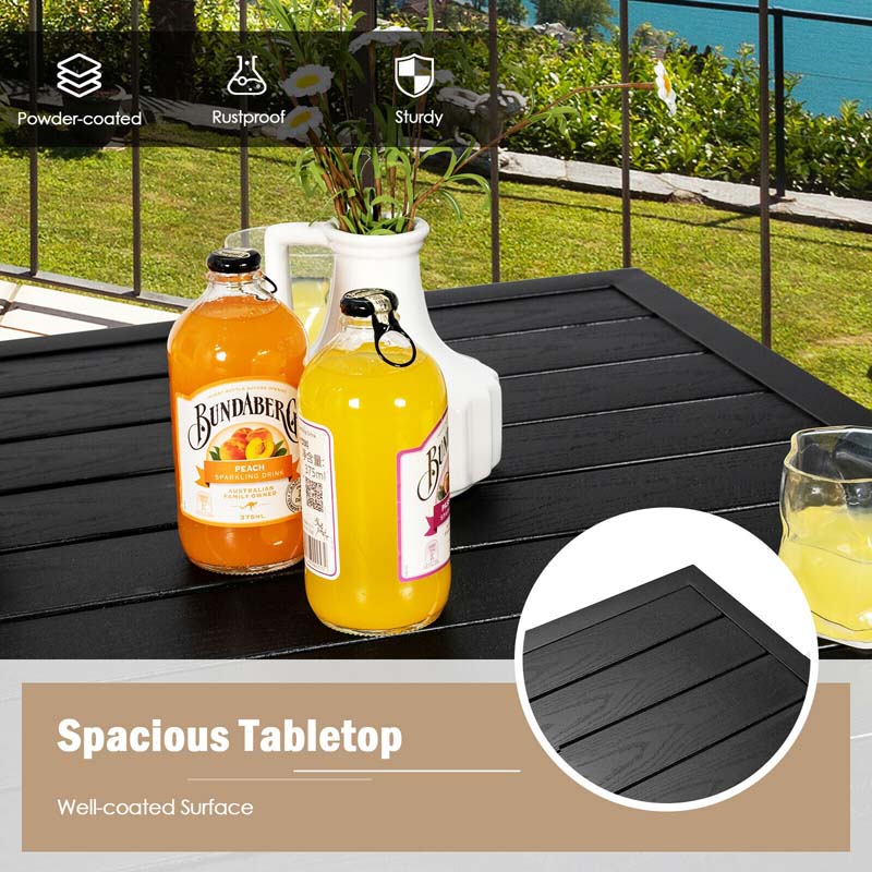 5 Pieces Heavy-Duty Steel Frame Outdoor Patio Bar Set Rattan Bistro Set with 4 Wicker Bar Stools and 1 Bar Table, Soft Cushions