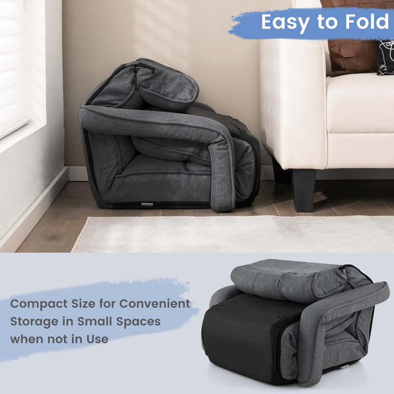 6-Position Adjustable Floor Sofa Bed, Folding Lazy Sofa Chaise Lounger Recliner with Armrests & Footrests for Living Room, Bedroom & Gaming