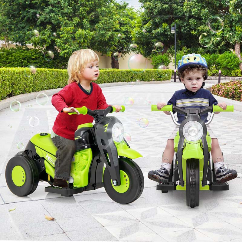 6V Kids Motorcycle w/Automatic Bubble Function & Music, 3-Wheel Vehicle Toy Electric Ride-On Car for Toddlers Ages 3+
