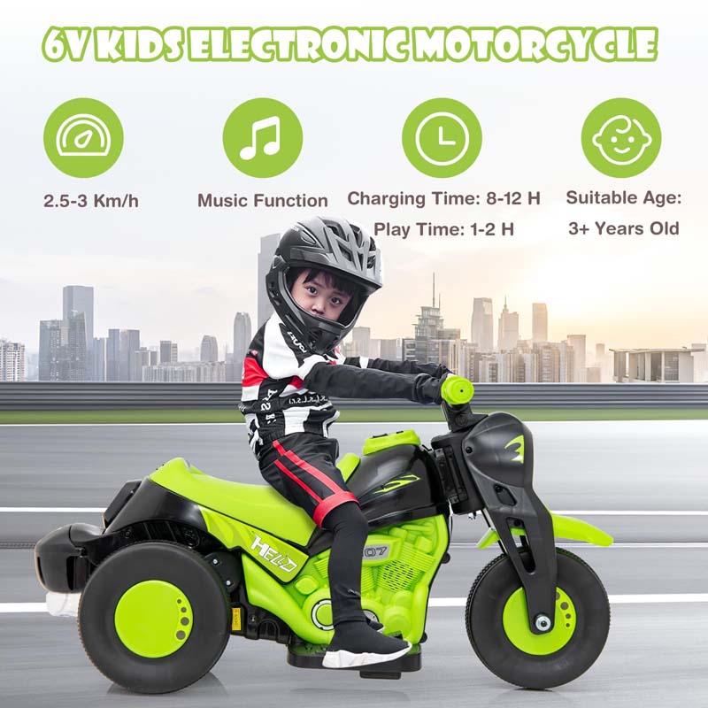 6V Kids Motorcycle w/Automatic Bubble Function & Music, 3-Wheel Vehicle Toy Electric Ride-On Car for Toddlers Ages 3+