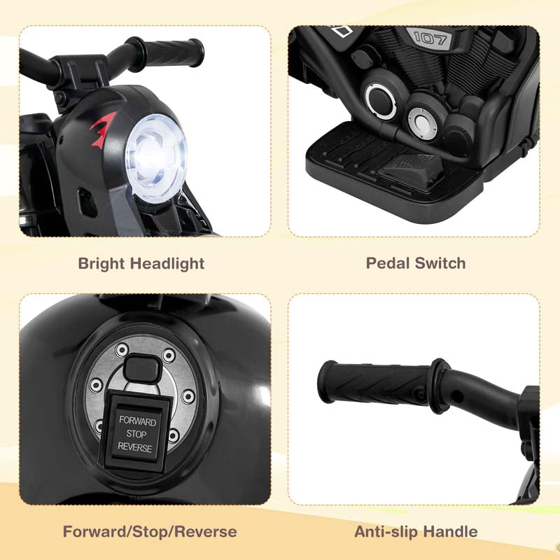 6V Kids Motorcycle w/Automatic Bubble Function & Music, 3-Wheel Vehicle Toy Electric Ride-On Car for Toddlers Ages 3+