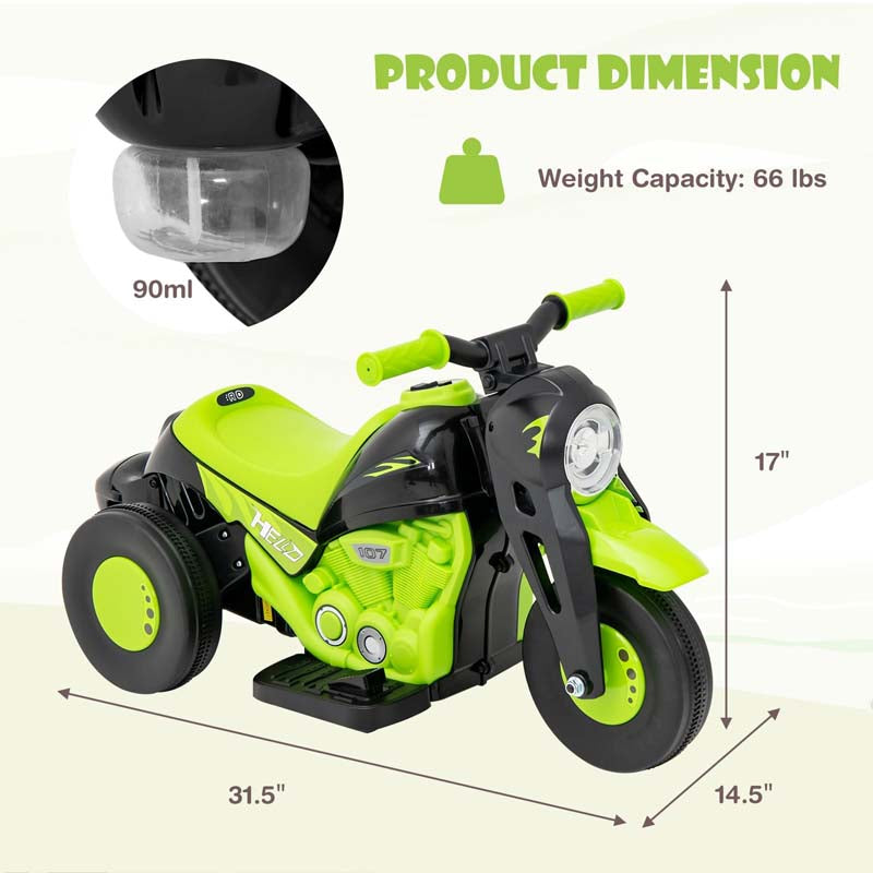 6V Kids Motorcycle w/Automatic Bubble Function & Music, 3-Wheel Vehicle Toy Electric Ride-On Car for Toddlers Ages 3+