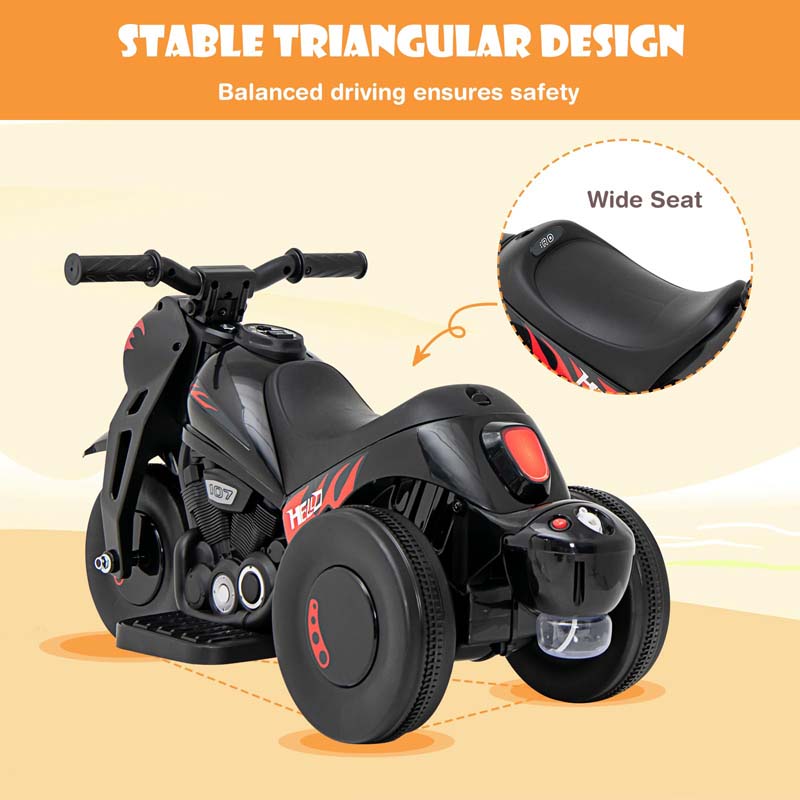 6V Kids Motorcycle w/Automatic Bubble Function & Music, 3-Wheel Vehicle Toy Electric Ride-On Car for Toddlers Ages 3+