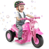 Kids Ride On Motorcycle with Bubble Maker, LED Light, Music, 6V Battery Powered 3-Wheel Electric Motorcycle for Toddler Gift