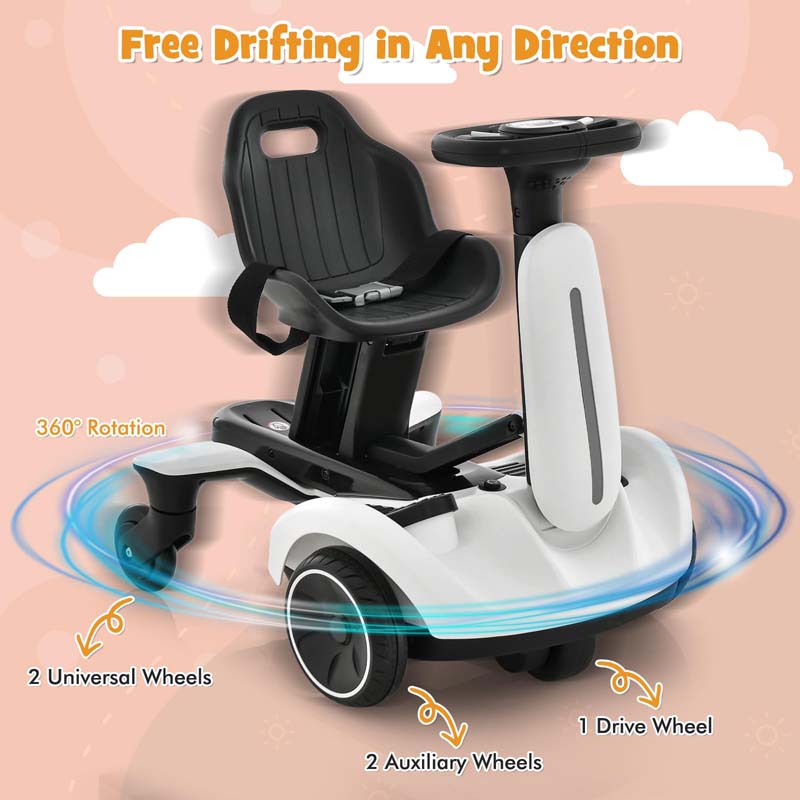 Kids Ride On Drift Car with 360° Spin & 2 Adjustable Heights , 6V Battery Powered Electric Vehicle Toddler Ride On Car Toy Gift