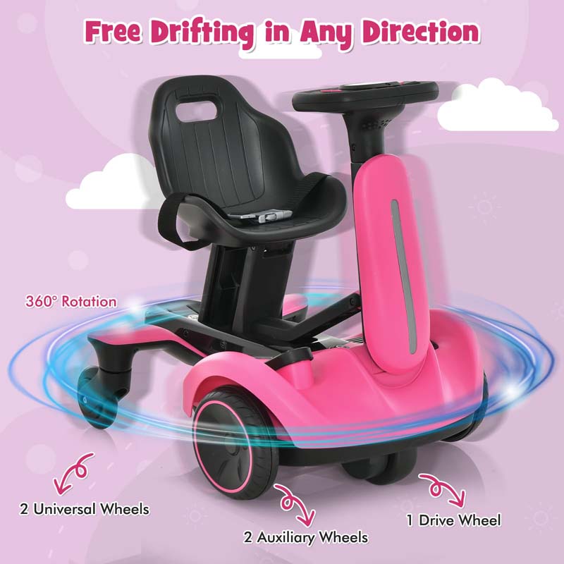 Kids Ride On Drift Car with 360° Spin & 2 Adjustable Heights , 6V Battery Powered Electric Vehicle Toddler Ride On Car Toy Gift