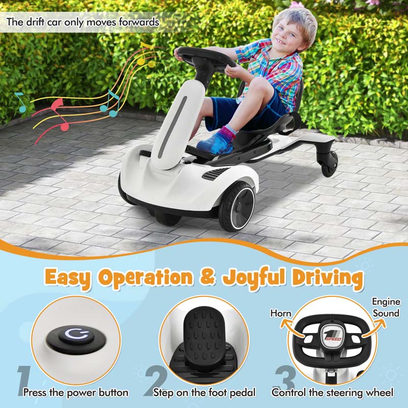Kids Ride On Drift Car with 360° Spin & 2 Adjustable Heights , 6V Battery Powered Electric Vehicle Toddler Ride On Car Toy Gift