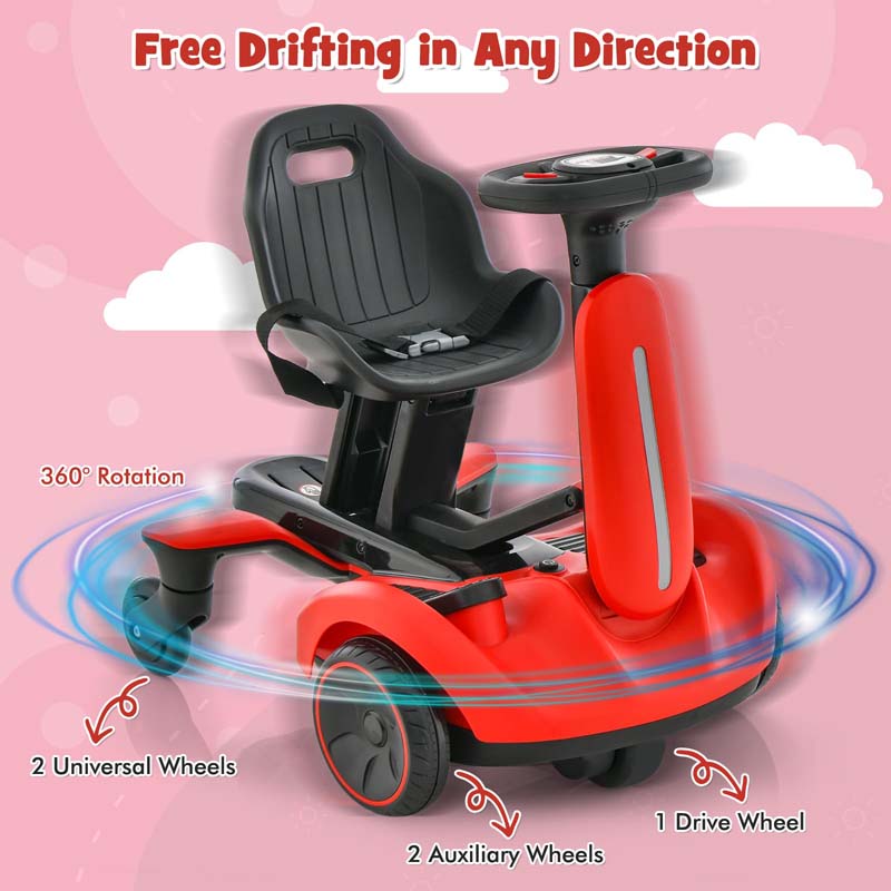Kids Ride On Drift Car with 360° Spin & 2 Adjustable Heights , 6V Battery Powered Electric Vehicle Toddler Ride On Car Toy Gift