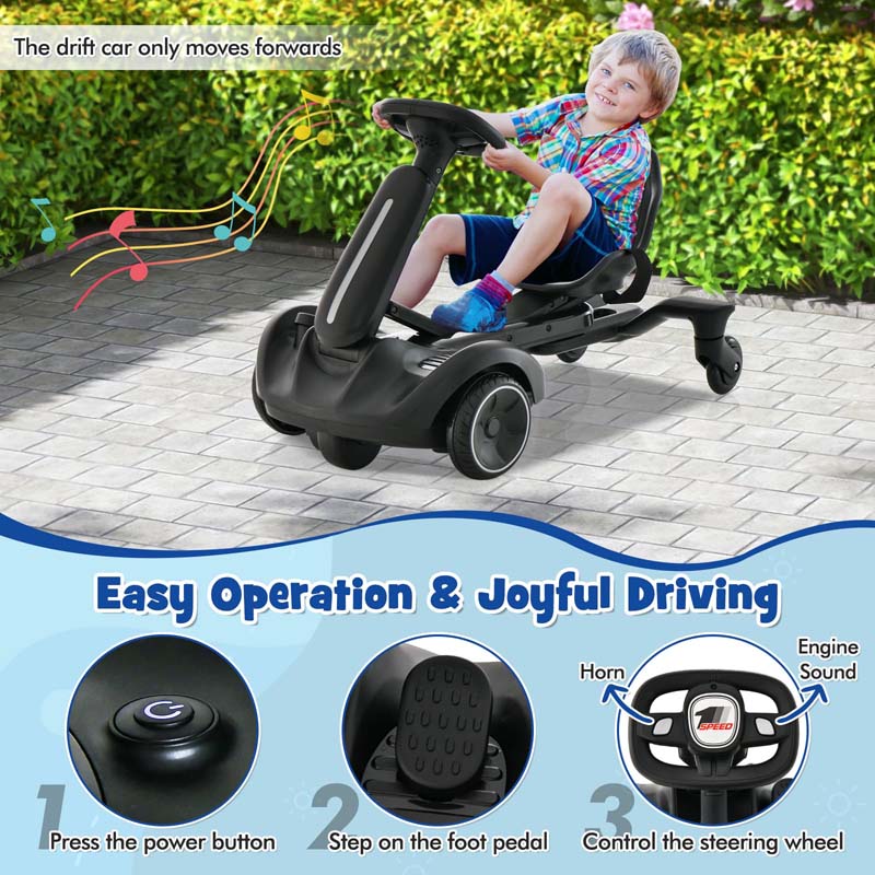 Kids Ride On Drift Car with 360° Spin & 2 Adjustable Heights , 6V Battery Powered Electric Vehicle Toddler Ride On Car Toy Gift