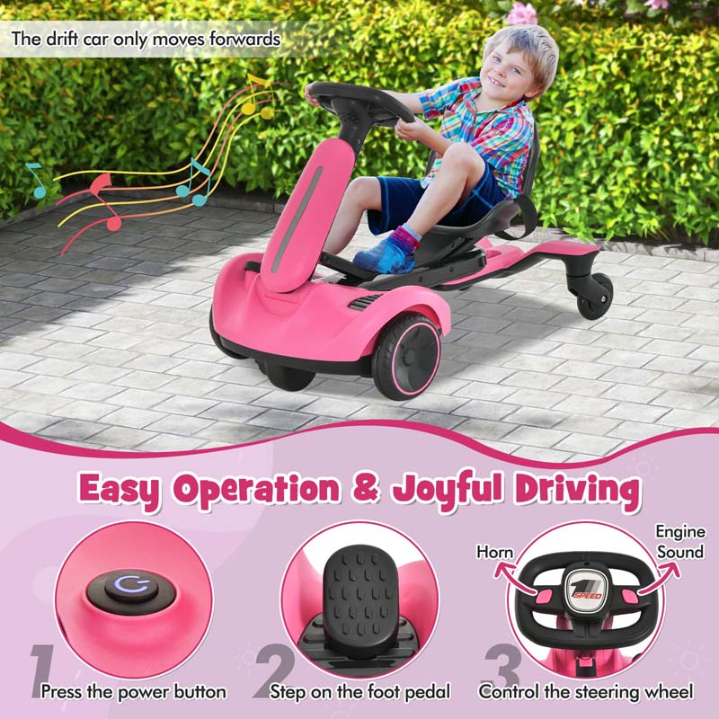 Kids Ride On Drift Car with 360° Spin & 2 Adjustable Heights , 6V Battery Powered Electric Vehicle Toddler Ride On Car Toy Gift