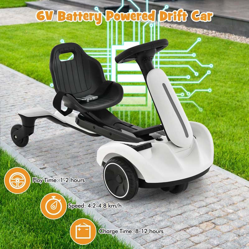 Kids Ride On Drift Car with 360° Spin & 2 Adjustable Heights , 6V Battery Powered Electric Vehicle Toddler Ride On Car Toy Gift