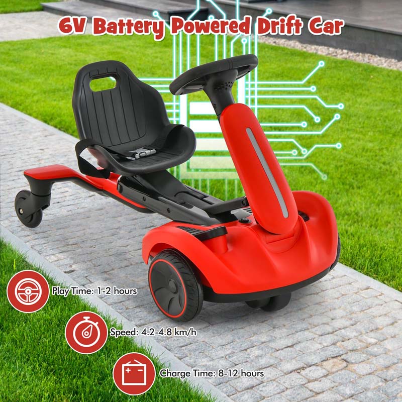 Kids Ride On Drift Car with 360° Spin & 2 Adjustable Heights , 6V Battery Powered Electric Vehicle Toddler Ride On Car Toy Gift