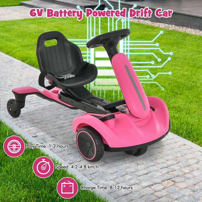Kids Ride On Drift Car with 360° Spin & 2 Adjustable Heights , 6V Battery Powered Electric Vehicle Toddler Ride On Car Toy Gift