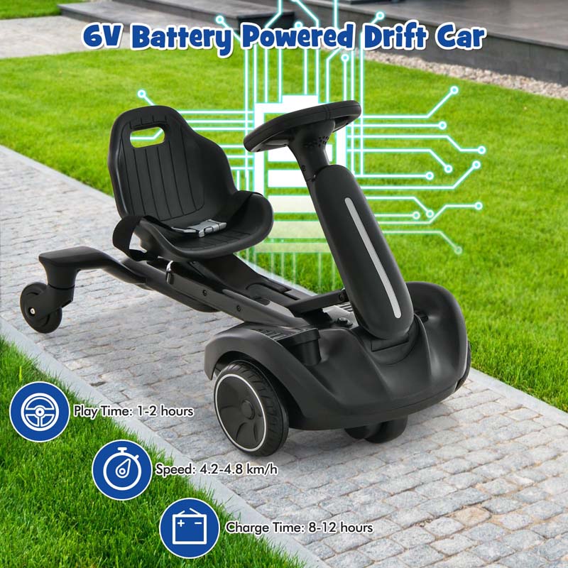 Kids Ride On Drift Car with 360° Spin & 2 Adjustable Heights , 6V Battery Powered Electric Vehicle Toddler Ride On Car Toy Gift