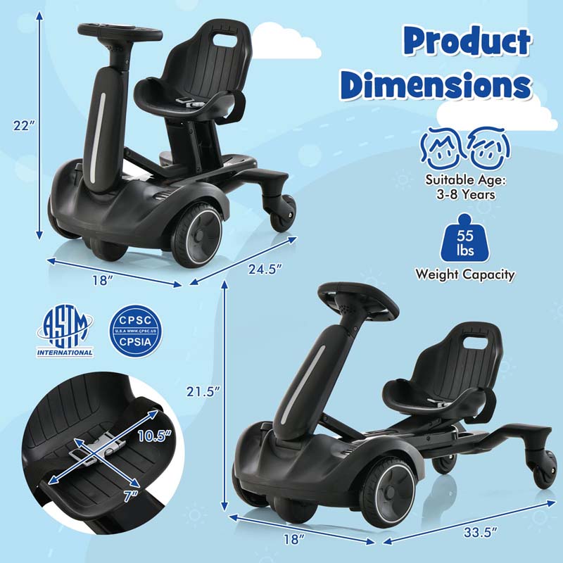 Kids Ride On Drift Car with 360° Spin & 2 Adjustable Heights , 6V Battery Powered Electric Vehicle Toddler Ride On Car Toy Gift