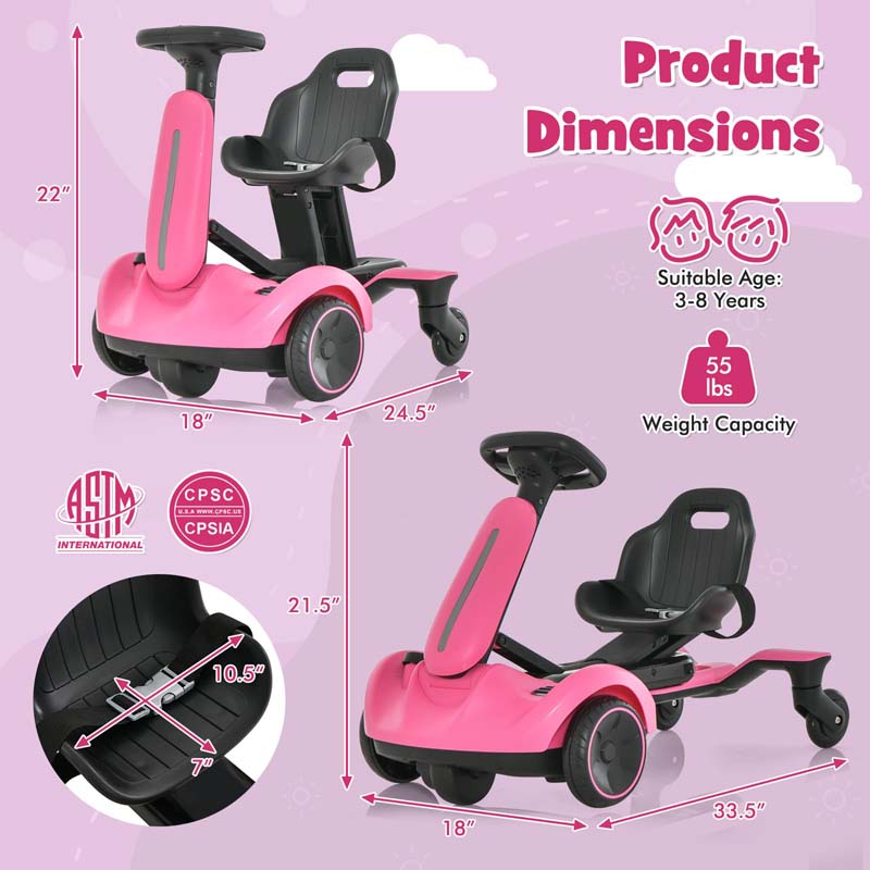 Kids Ride On Drift Car with 360° Spin & 2 Adjustable Heights , 6V Battery Powered Electric Vehicle Toddler Ride On Car Toy Gift