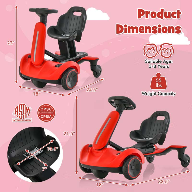 Kids Ride On Drift Car with 360° Spin & 2 Adjustable Heights , 6V Battery Powered Electric Vehicle Toddler Ride On Car Toy Gift