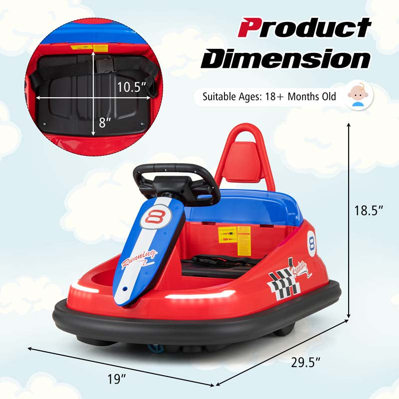 Toddler Ride on Bumper Car for Kids, 6V Electric Ride on Toy w/ 360° Spinning, Dual Motors, 2 Speeds, Music & LED Lights