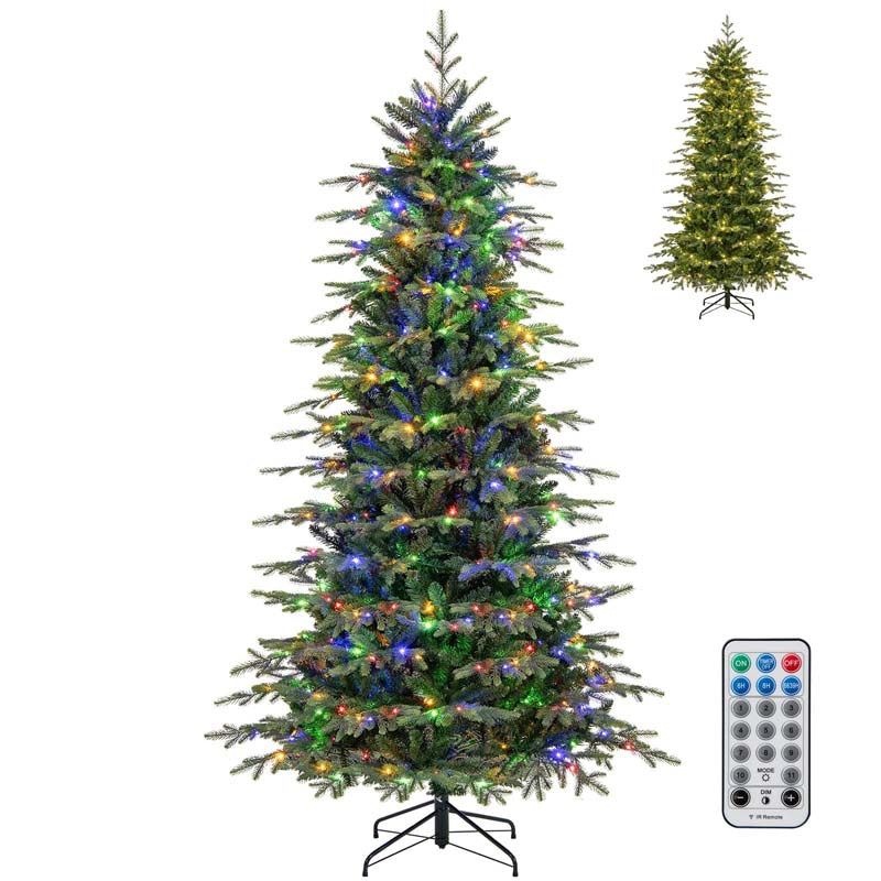6/7.5/9 FT Pre-lit Artificial Christmas Tree with 260/380/560 Multicolor Lights, 714/1162/1770 Branch Tips, 11 Lighting Modes, Remote & Timer