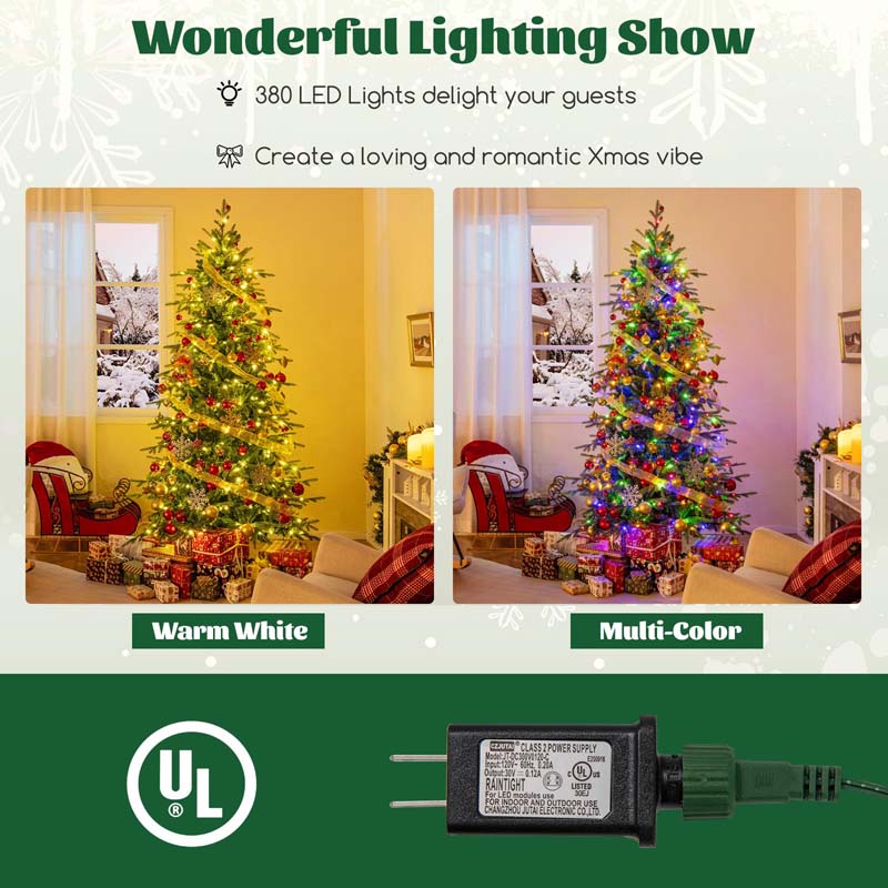 6/7.5/9 FT Pre-lit Artificial Christmas Tree with 260/380/560 Multicolor Lights, 714/1162/1770 Branch Tips, 11 Lighting Modes, Remote & Timer