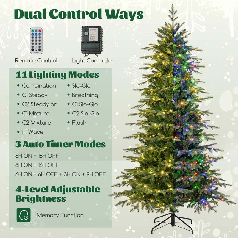 6/7.5/9 FT Pre-lit Artificial Christmas Tree with 260/380/560 Multicolor Lights, 714/1162/1770 Branch Tips, 11 Lighting Modes, Remote & Timer